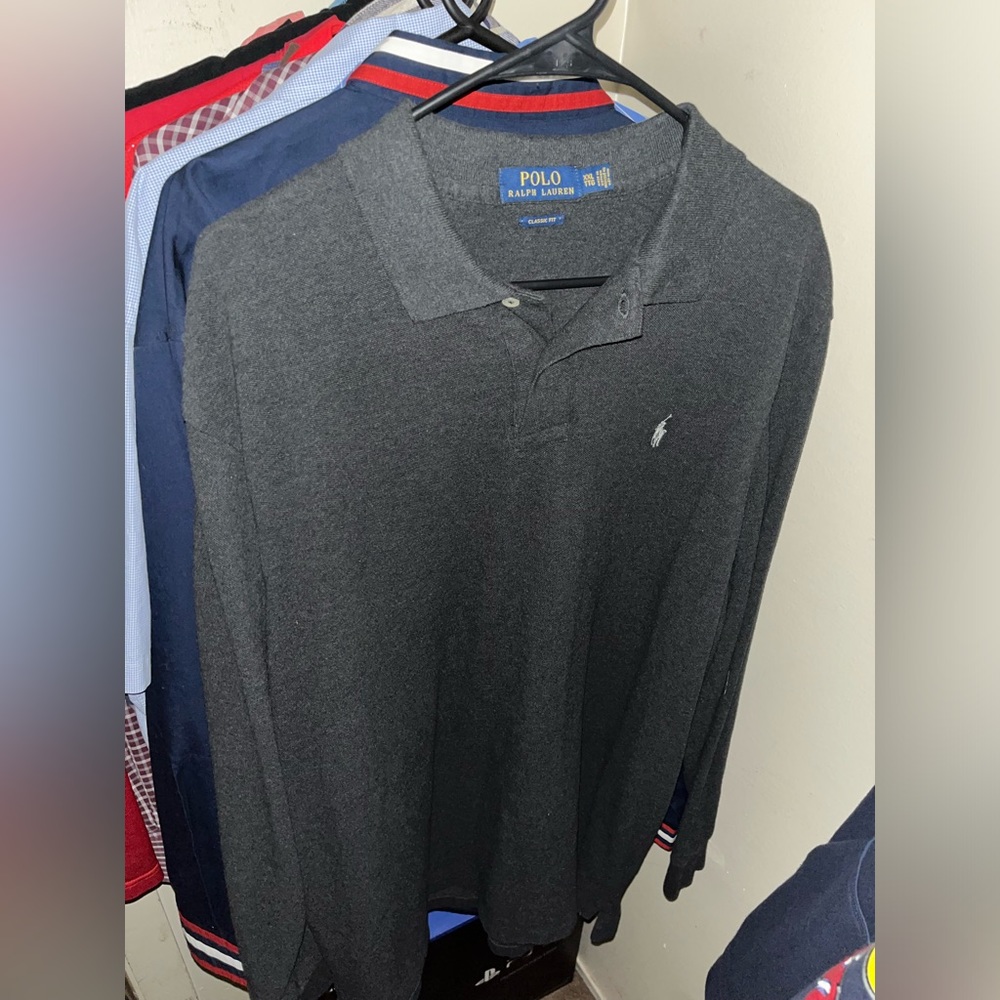 POLO Ralph Lauren Men’s Polo Shirt Long Sleeve charcoal Size 2XL